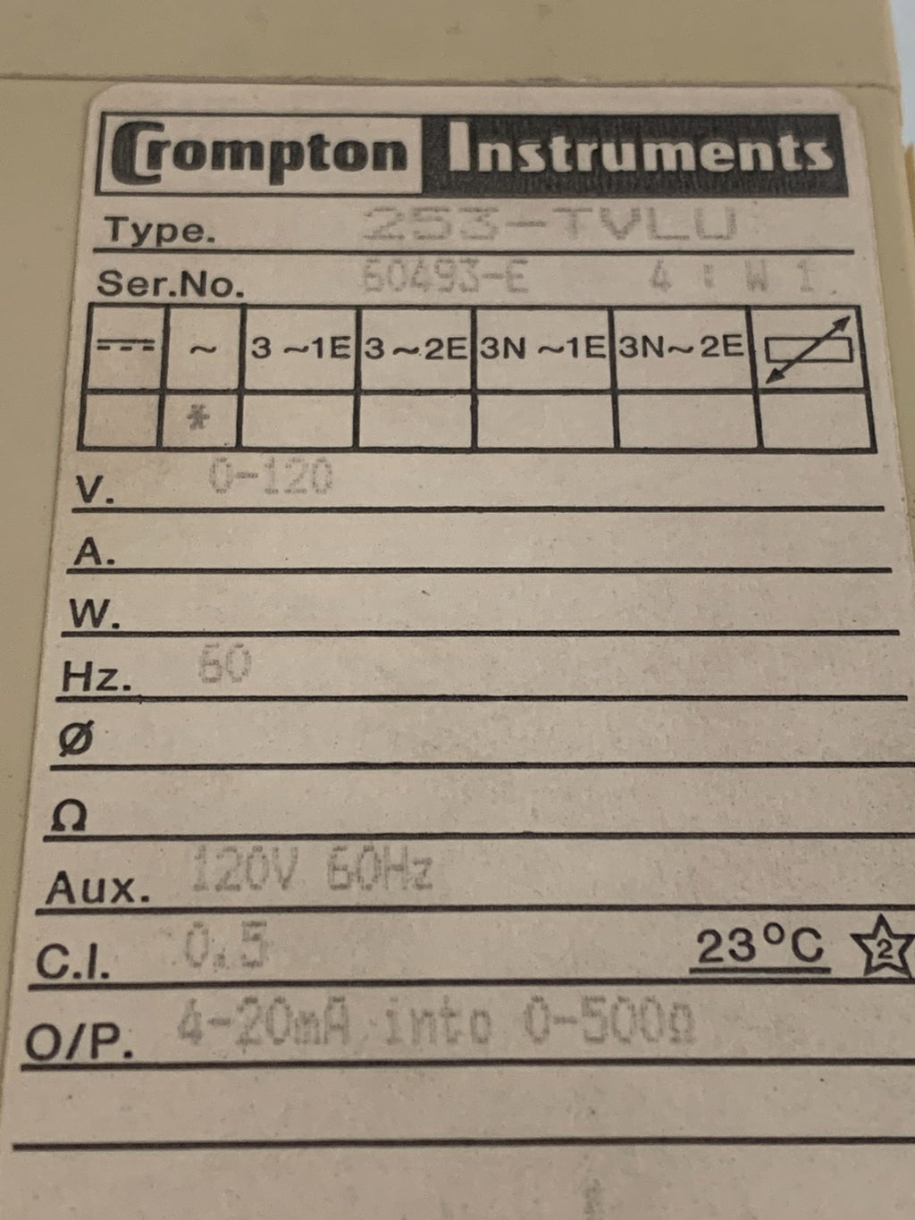 CROMPTON PALADIN TRANSDUCER #253-TVLU2
