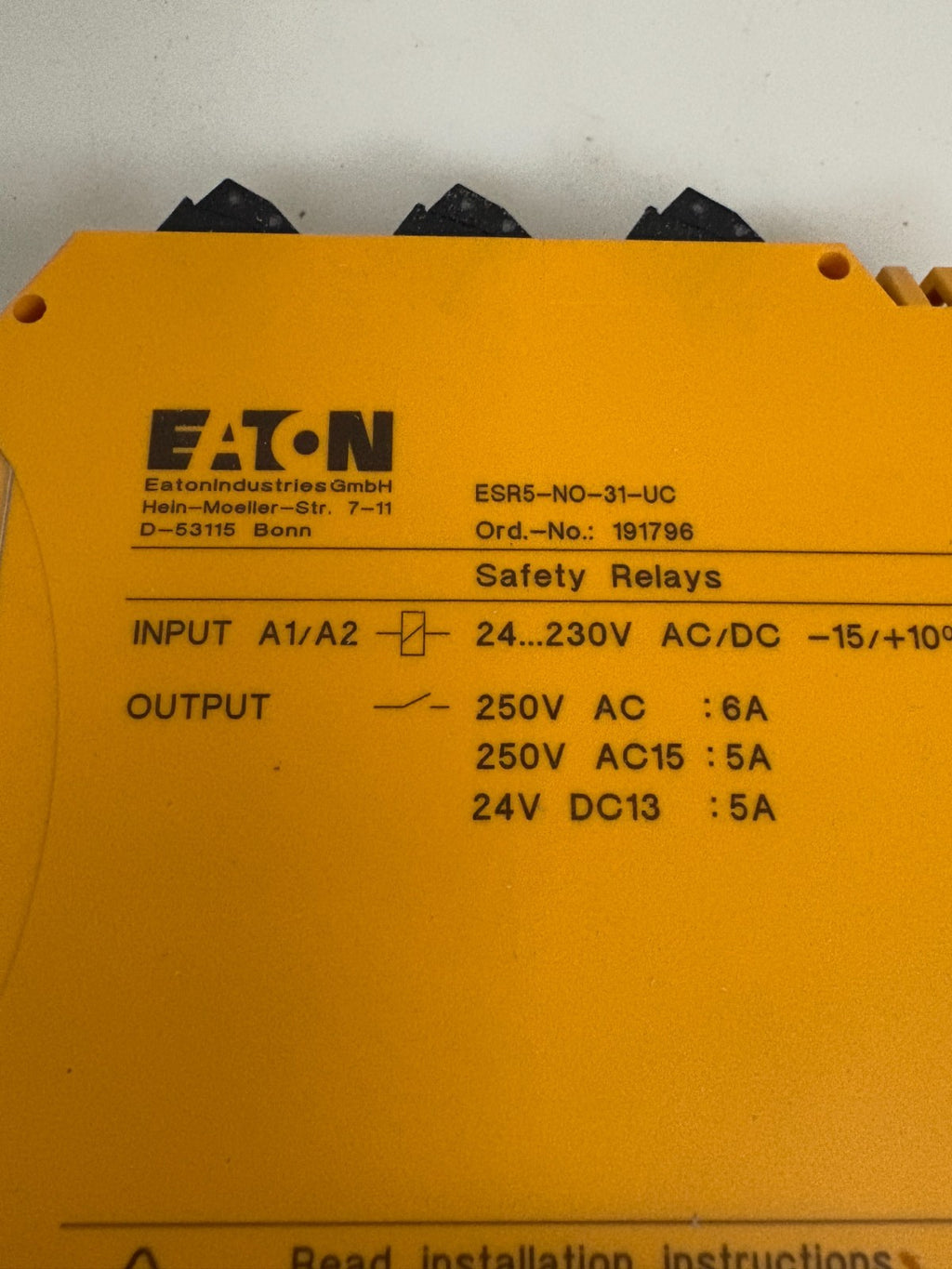 EATON SAFETY RELAYS ESR5-N0-31-UC #191796