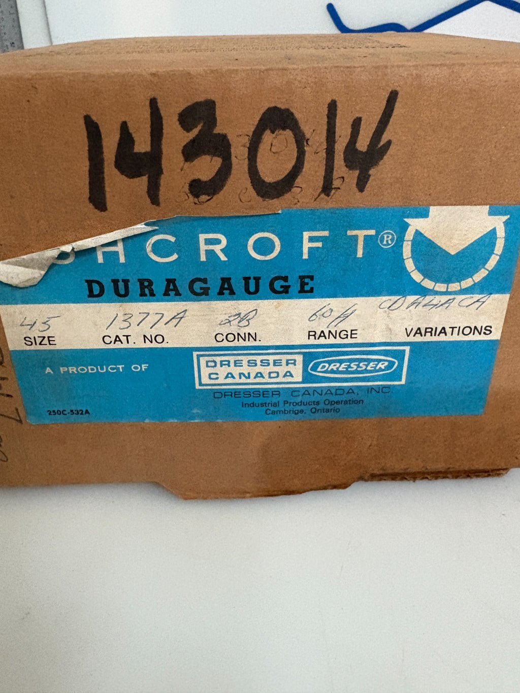 ASHCROFT DURAGAUGE #1377A SIZE 4.5 0-602
