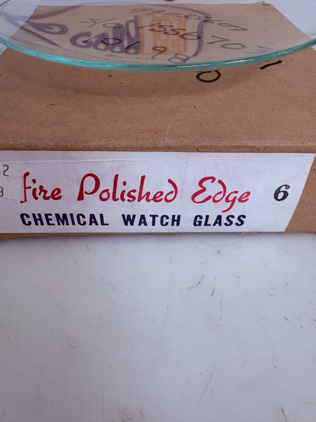 LOT OF 12 FIRE POLISHED EDGE 6" CHEMICAL WATCH GLASS