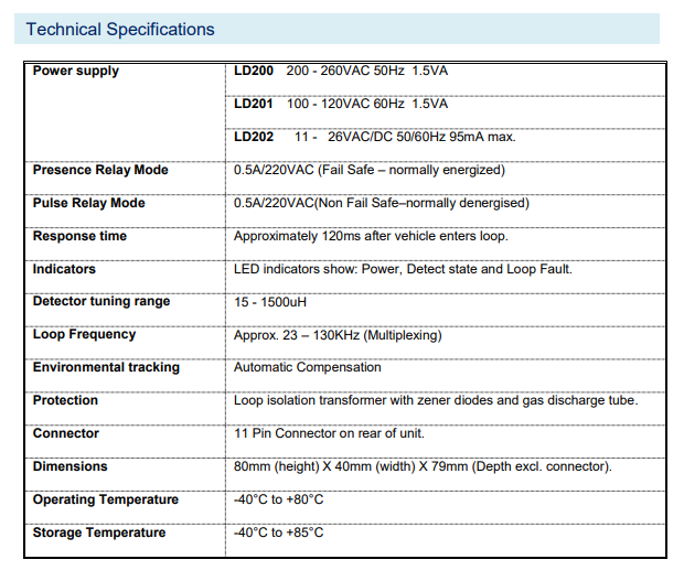 PROCON ELECTRONICS  LD201 Dual Vehicle Loop Detector