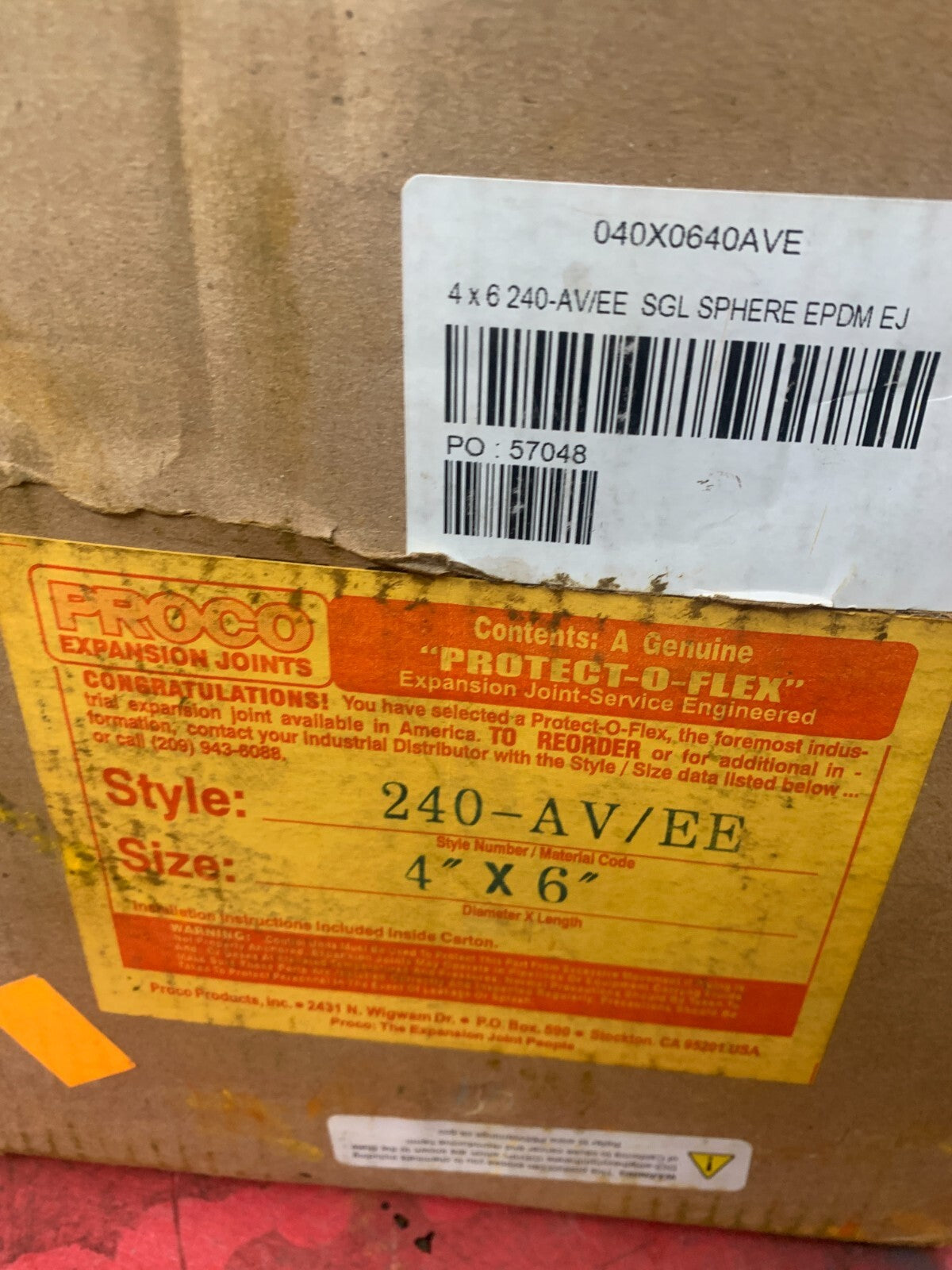 Proco 240-AV/EE Expansion Joint 4"x6" Proctect-O-Flex