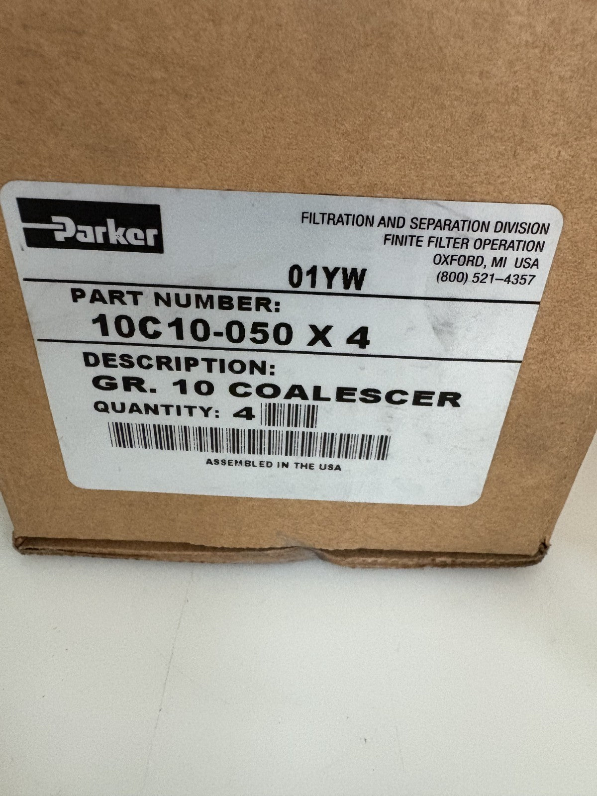 LOT OF 4 PARKER 6R 10 COALESCER FILTER ELEMENT