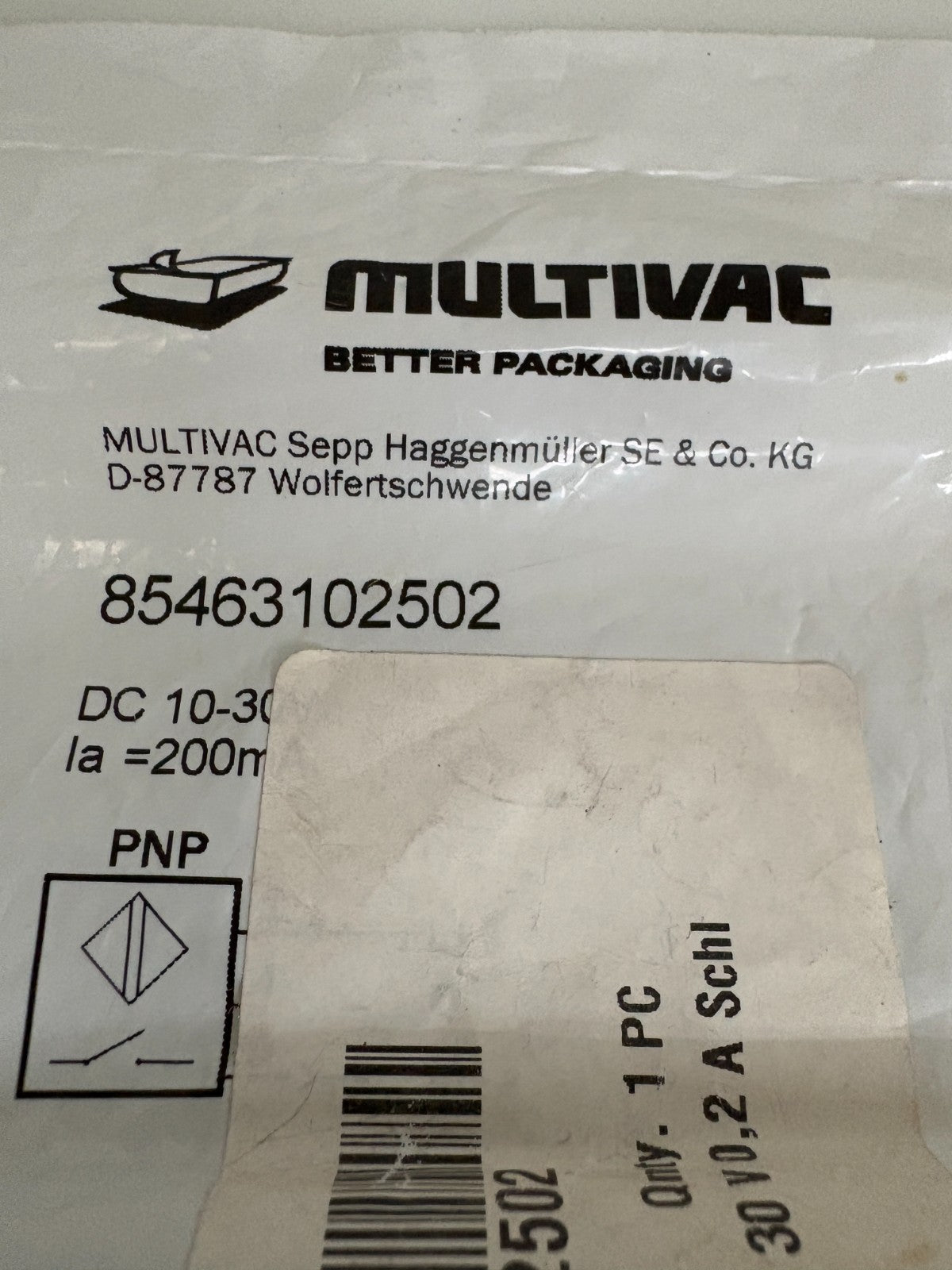 MULTIVAC PROXIMITY SWITCH SENSOR 85463102502