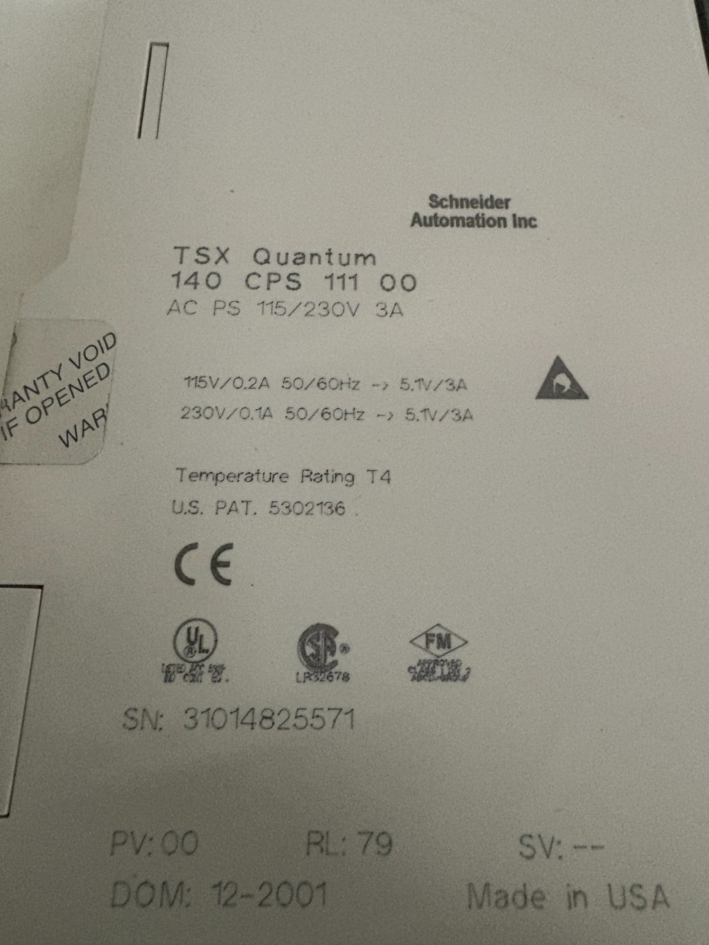 SCHNEIDER TSX QUANTUM 140 CPS11100 MODULE2