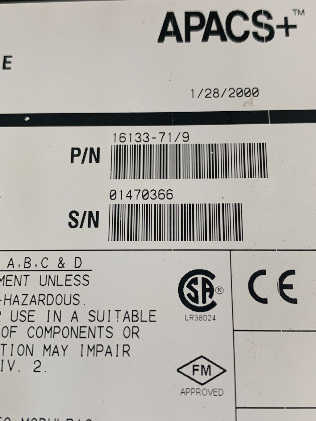 MOORE SAM STANDARD ANALOG MODULE 16133-71/9 39SAMCAN