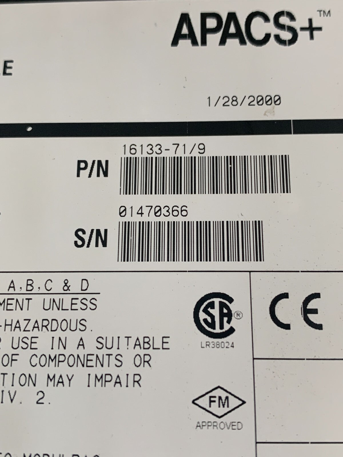 MOORE SAM STANDARD ANALOG MODULE 16133-71/9 39SAMCAN