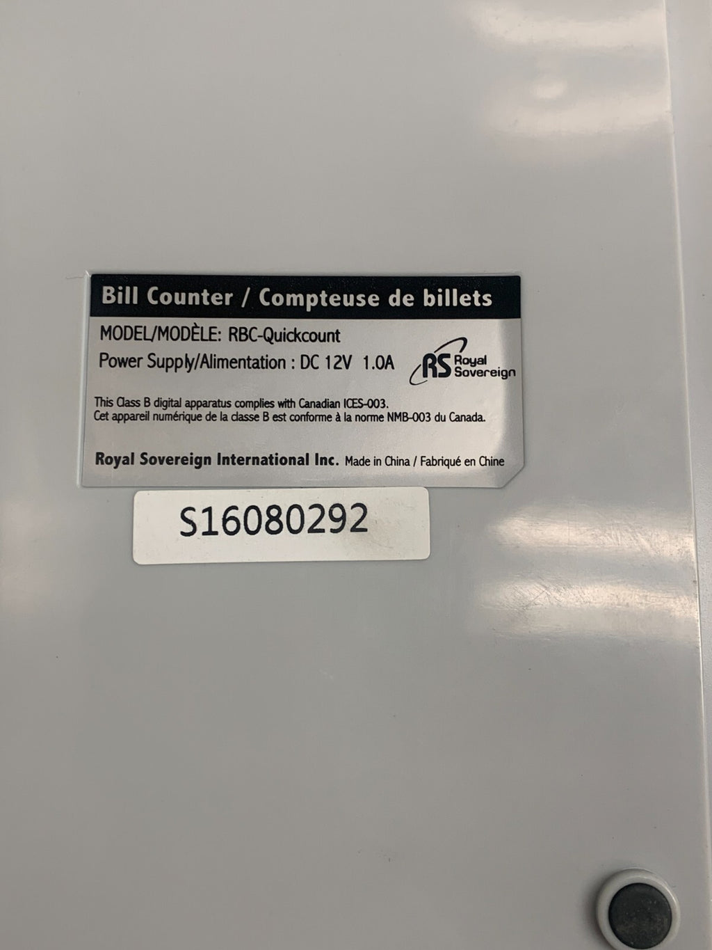 ROYAL SOVEREIGN  RBC-Quickcount / Compact Bill Counter  S16080292