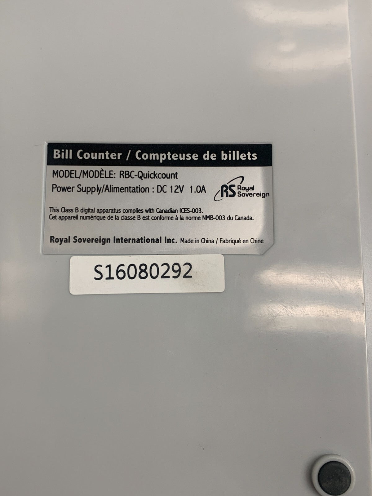 ROYAL SOVEREIGN  RBC-Quickcount / Compact Bill Counter  S16080292