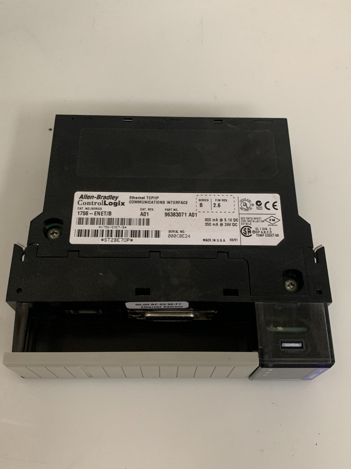 ALLEN BRADLEY CONTROL LOGIX ETHERNET TCP/IP COMMUNICATIONS INTERFACE