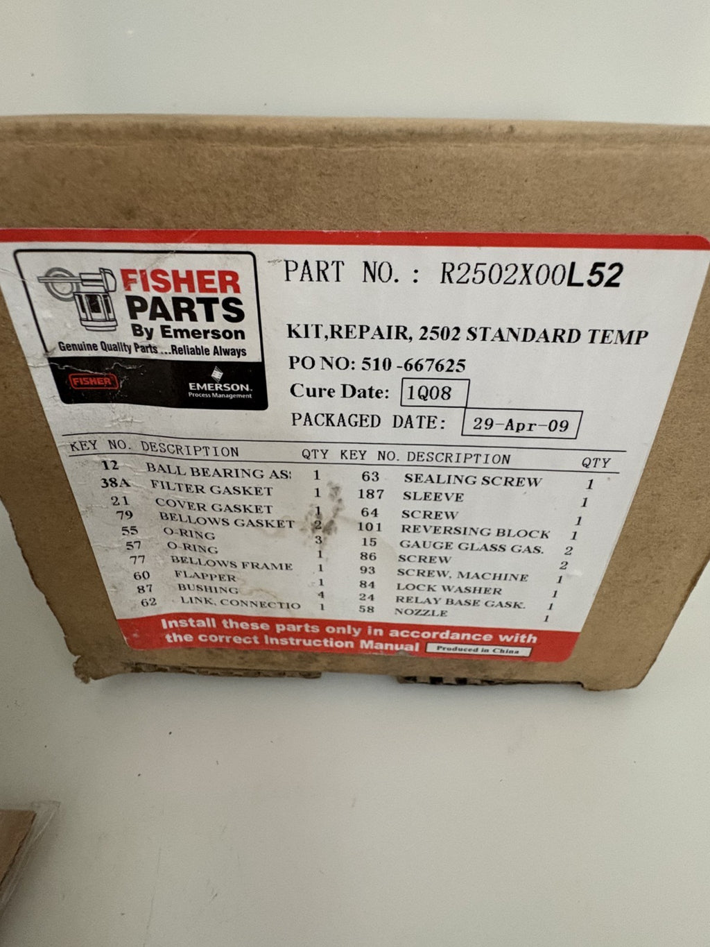 FISHER EMERSON REPAIR KIT R 2502X00L522