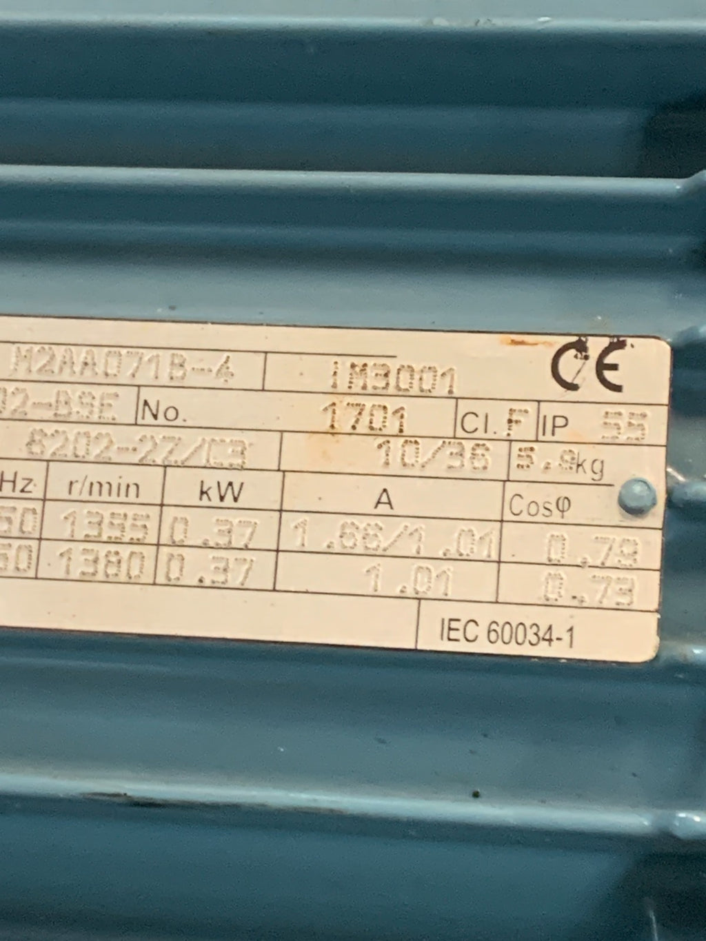 ABB HIGH EFFICIENCY ALUM. MOTOR M2AA071B-4