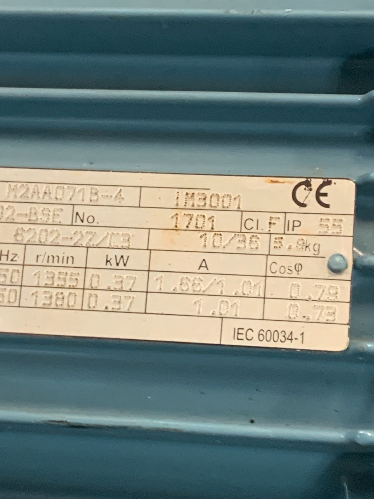 ABB HIGH EFFICIENCY ALUM. MOTOR M2AA071B-4