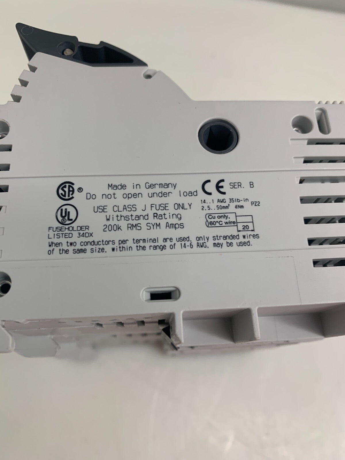 ALLEN BRADLEY  3 Pole Fuse Holder for Class J Fuses    1492-FB3J602