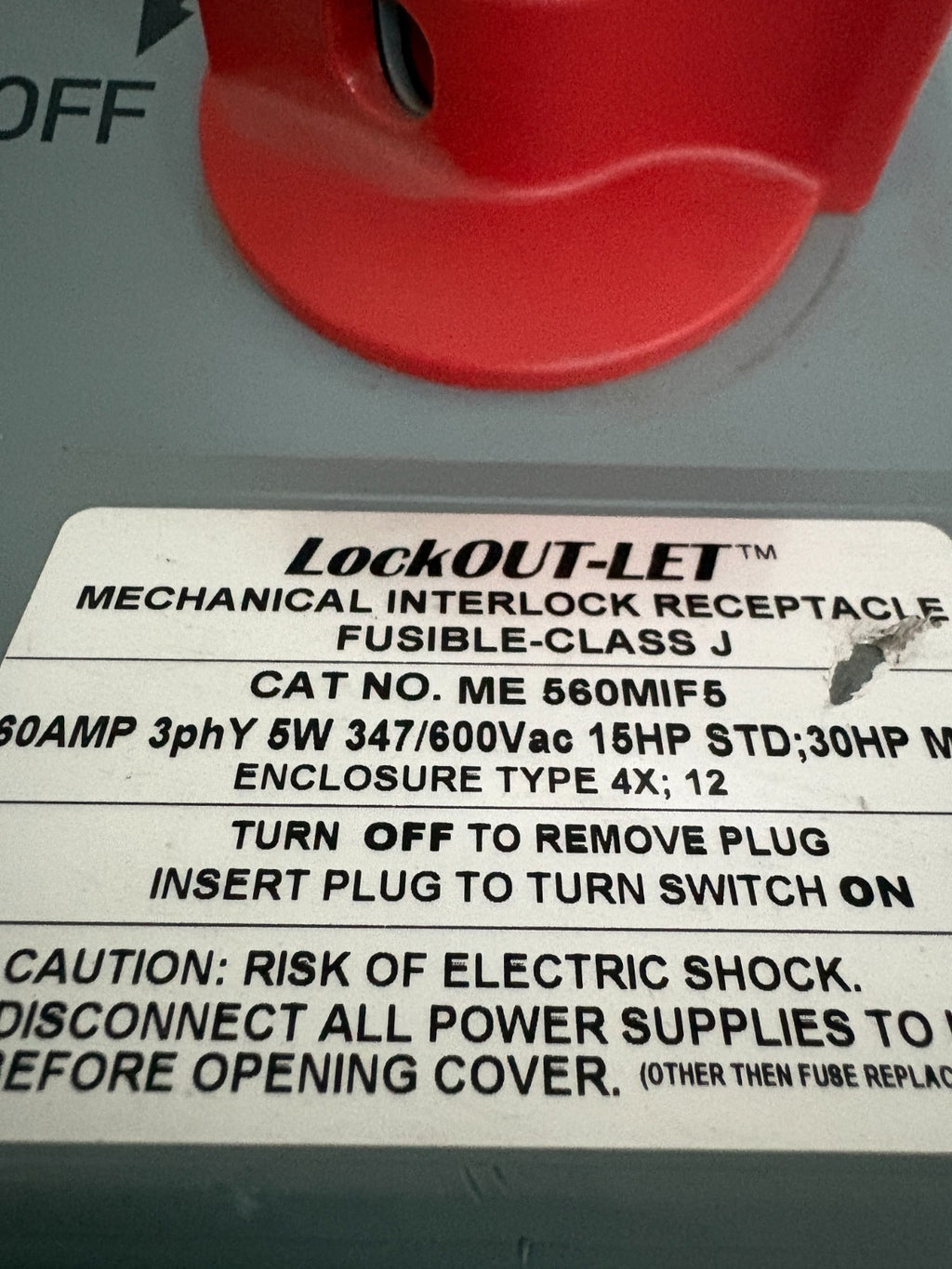 MENNEKES FUSIBLE INTERLOCKED RECEPTACLES ME560MIFS W/ABB 05 60J121