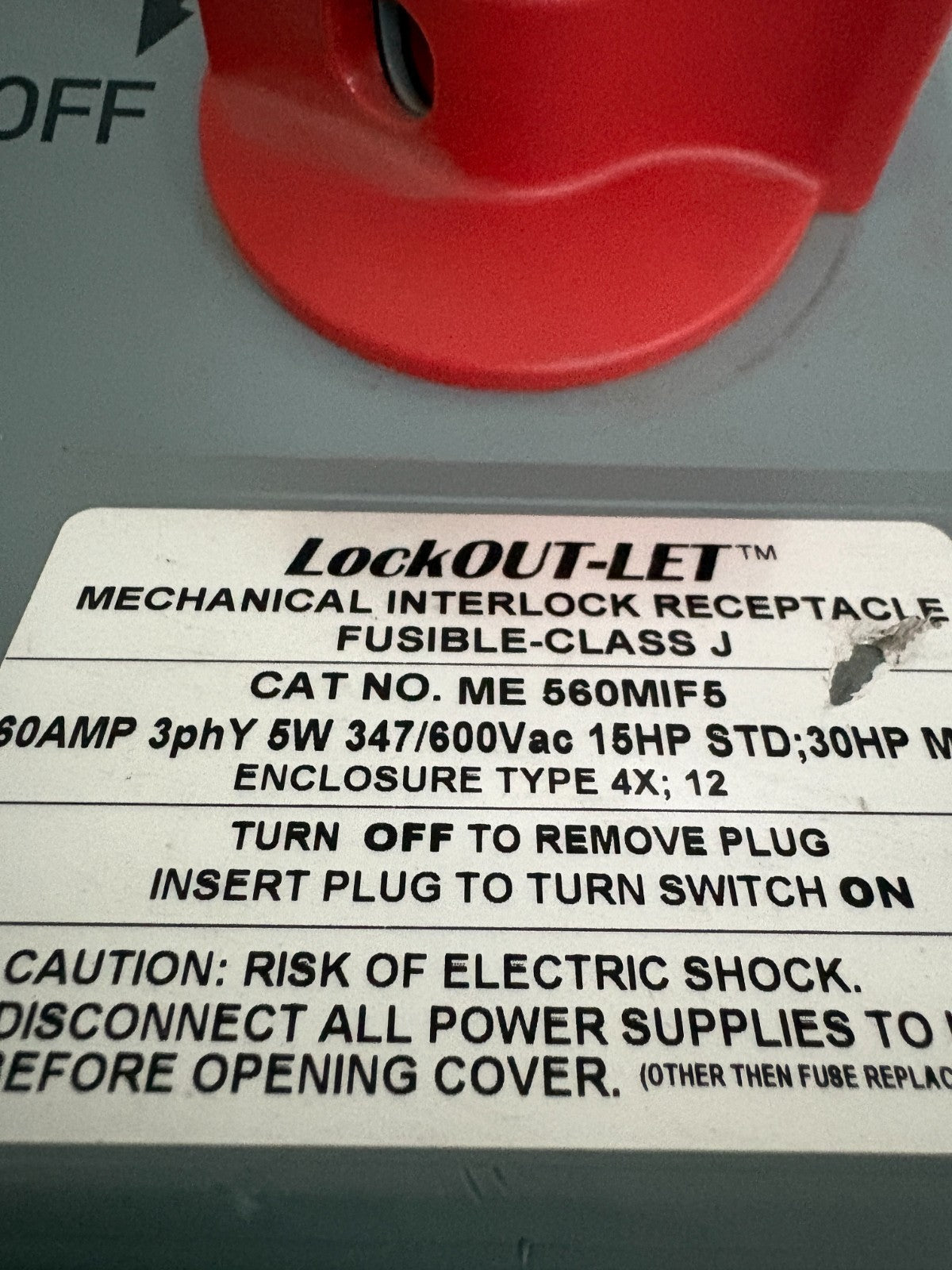MENNEKES FUSIBLE INTERLOCKED RECEPTACLES ME560MIFS W/ABB 05 60J121