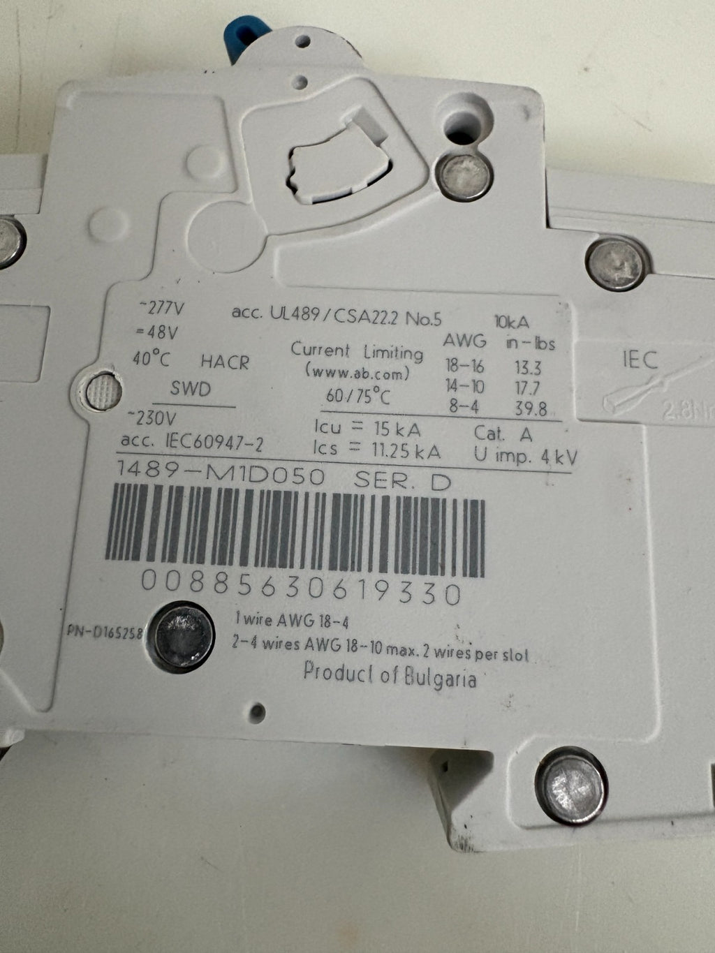 LOT OF 4 ALLEN BRADLEY CIRCUIT BREAKER #1489 M D5A