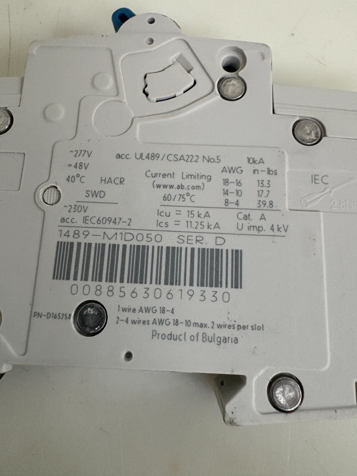 LOT OF 4 ALLEN BRADLEY CIRCUIT BREAKER #1489 M D5A
