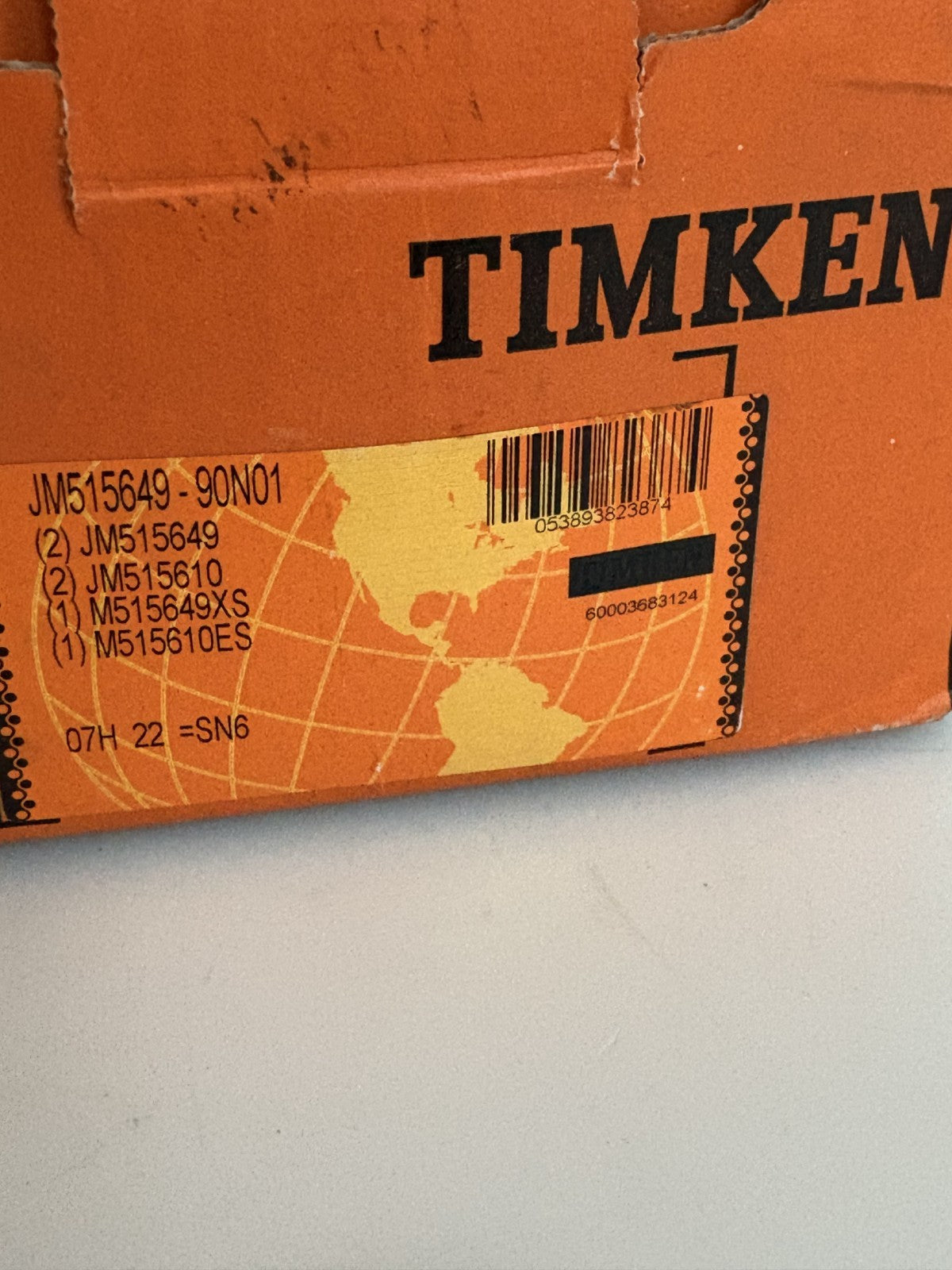 TIMKEN 2 SINGLE ROW TAPERED ROLLER BEARING KIT JM515649-90ND1
