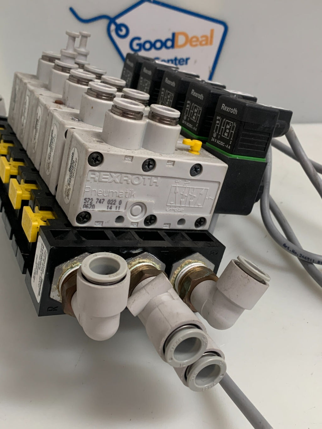 Rexroth Pneumatic Manifold Block R434001875 w/ 5x Solenoid Valves R4340018703