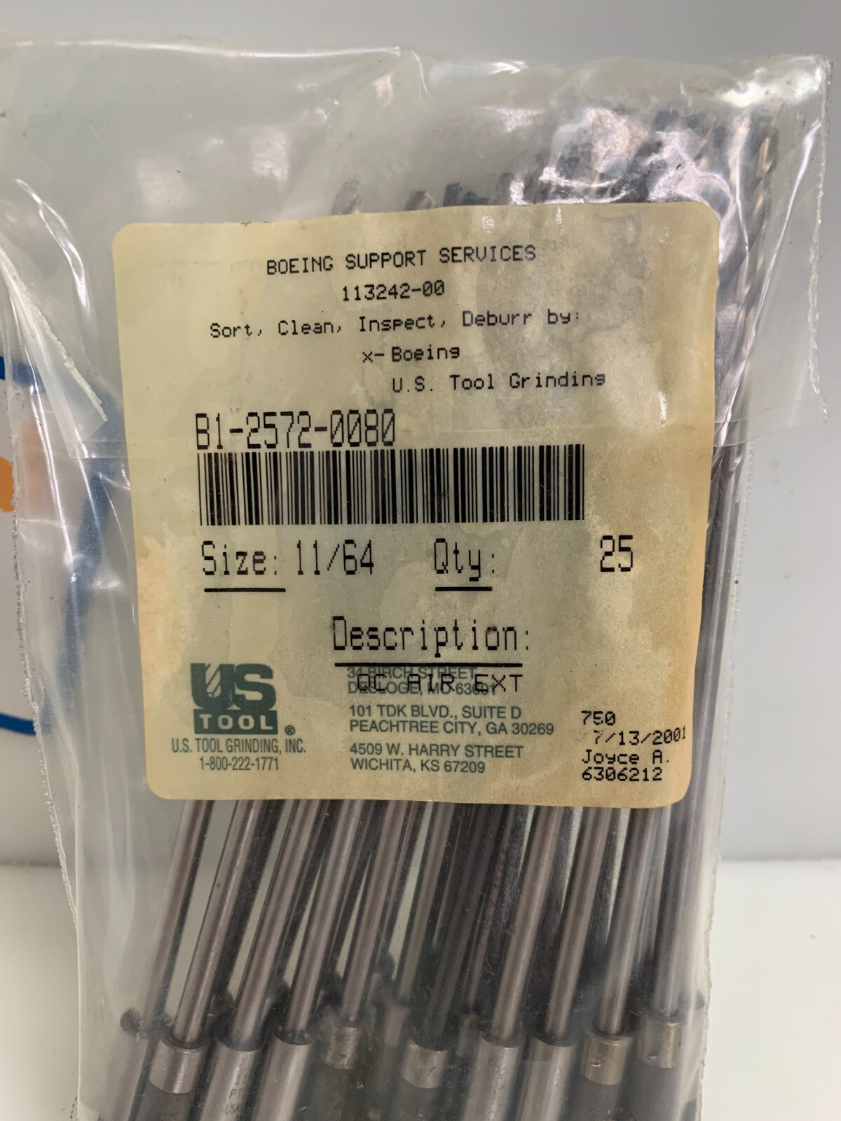 US TOOLS TWIST DRILL 11/64 B1-2572-0080  20 BAG AVAIL