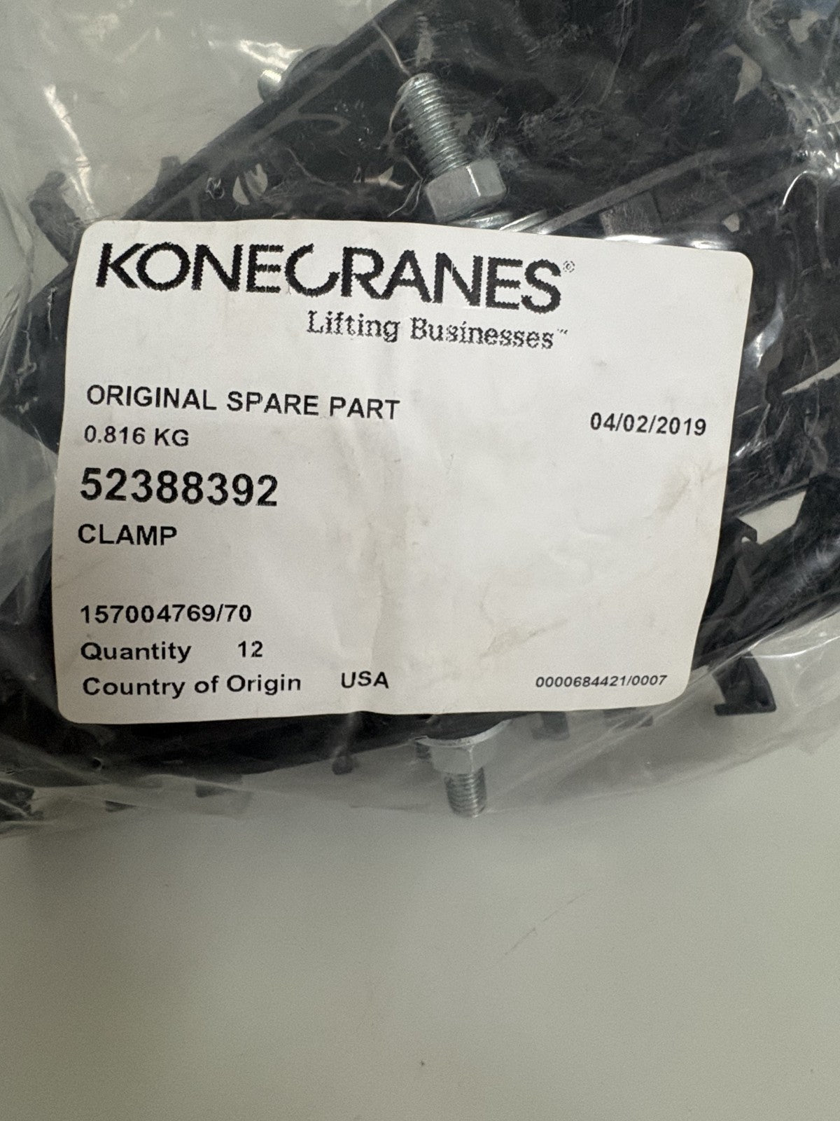 LOT OF 12 KONECRANES CLAMP 52388392
