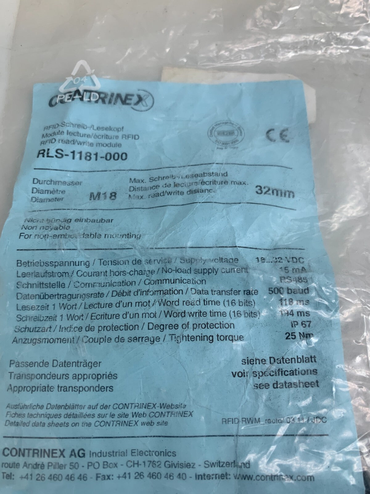 CONTRINEX  Sensor  RLS-1181-000
