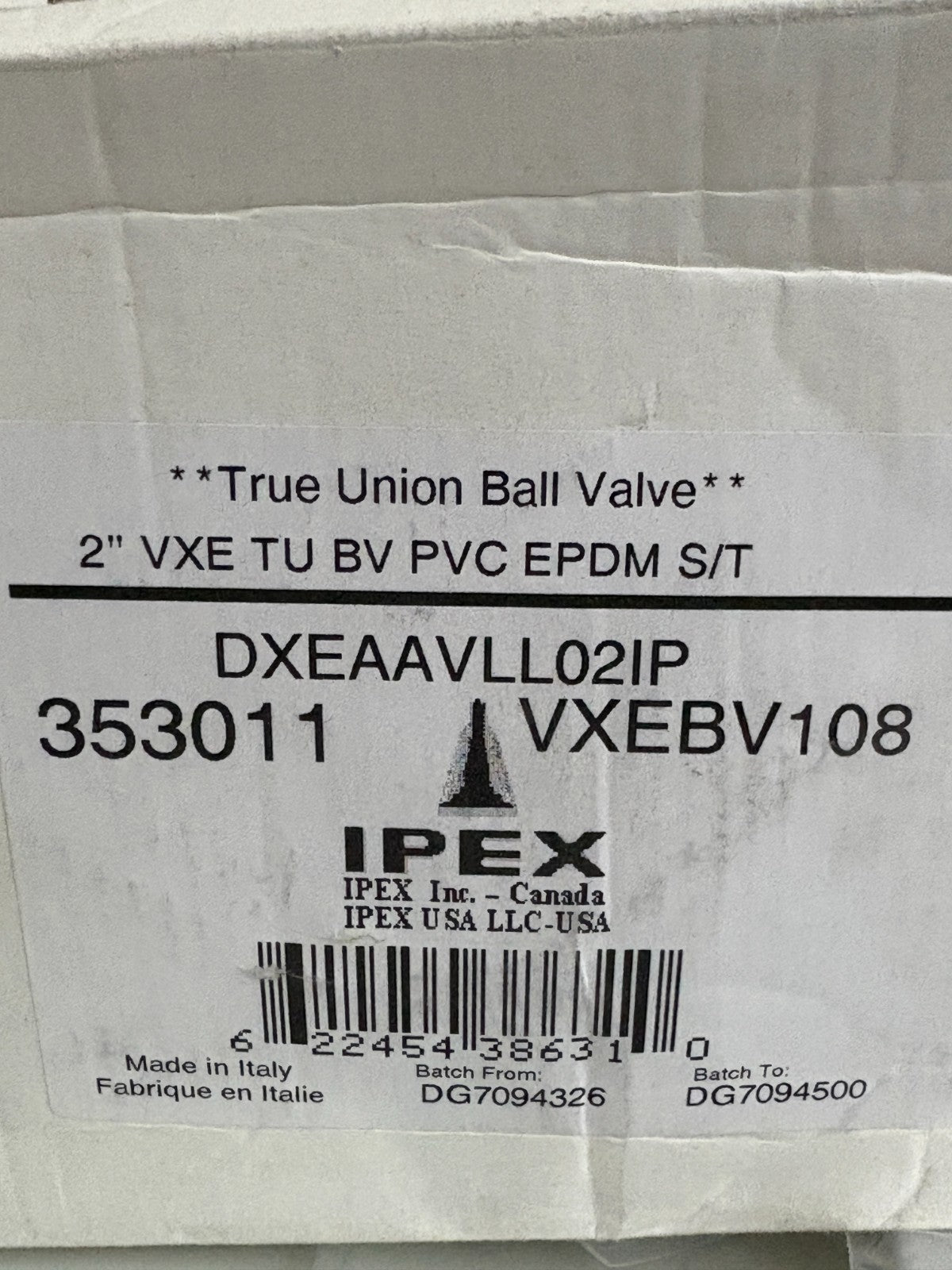 IPEX TRUE UNION BALL VALVE 2" 353011 VXEBV108