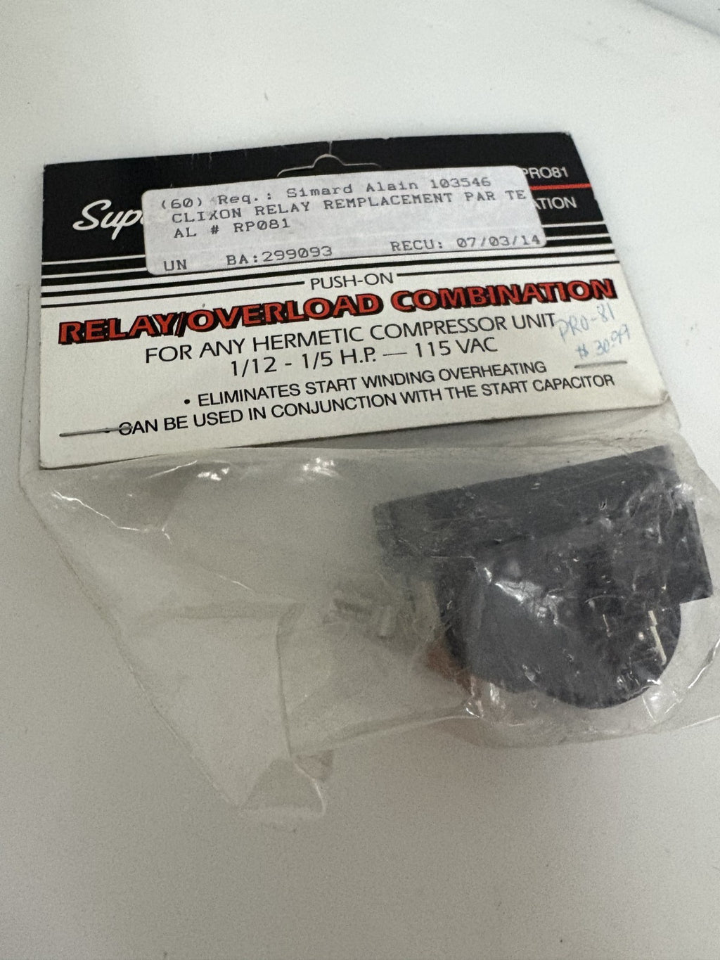 LOT OF 2 SUPCO RELAY / OVERLOAD PRO 813