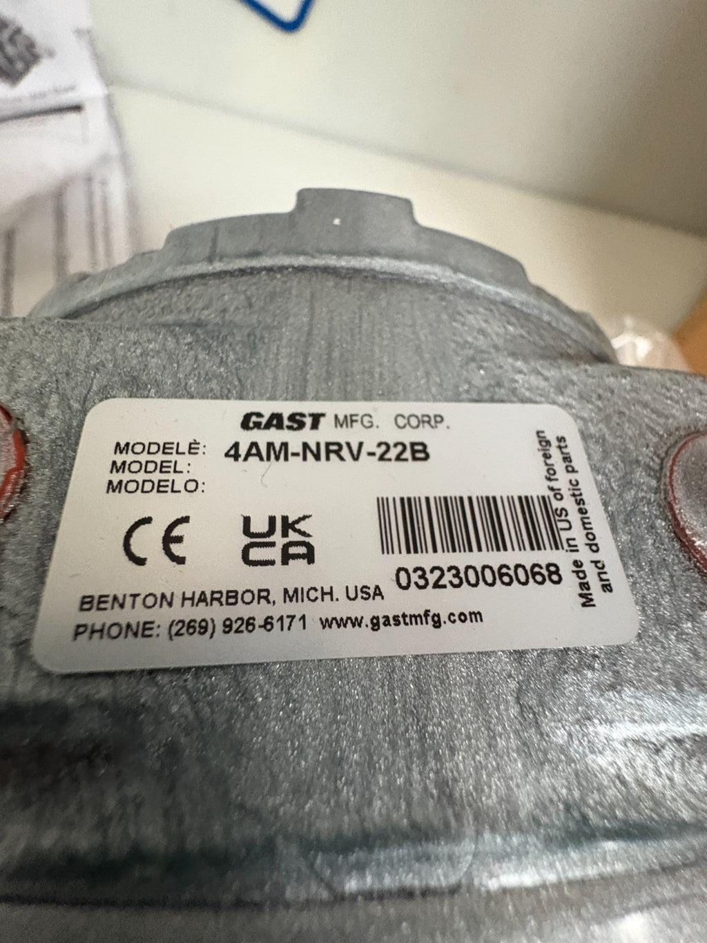 GAST PNEUMATIC AIR MOTOR 4AM-NRV-22B