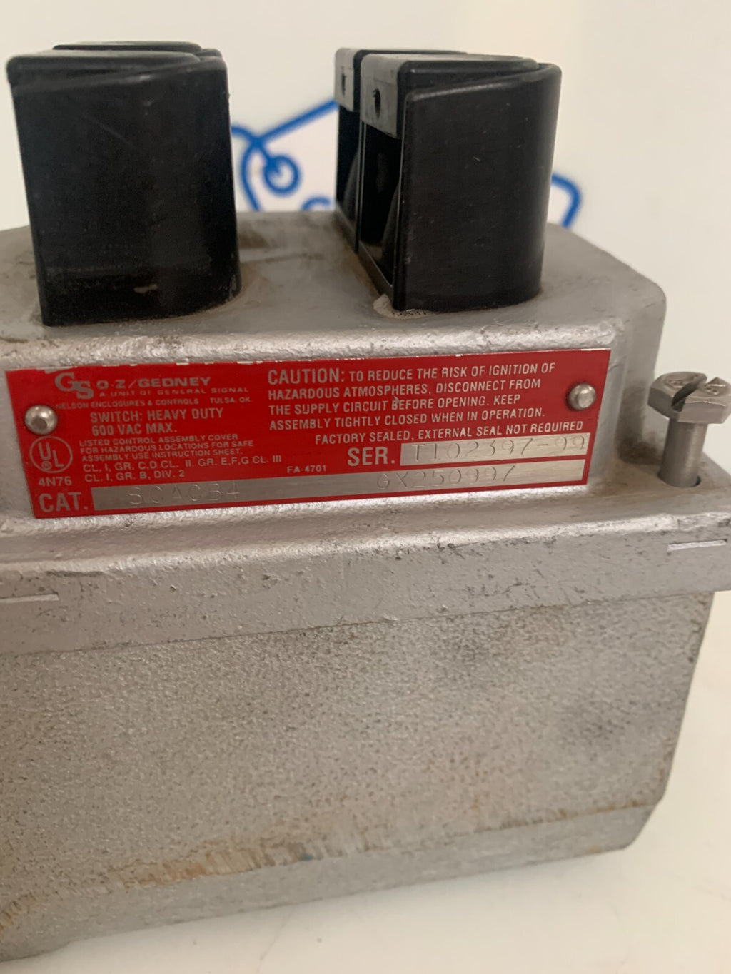 GS OZ GEDNEY HEAVY DUTY SWITCH 600 VAC HAZARDOUS ATMOSPHERES SCACB3 GX 2509973
