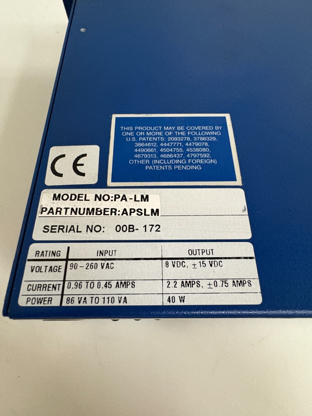 KOLLMORGEN VICKERS LOGIC POWER SUPPLY #PA-LM APSLM2
