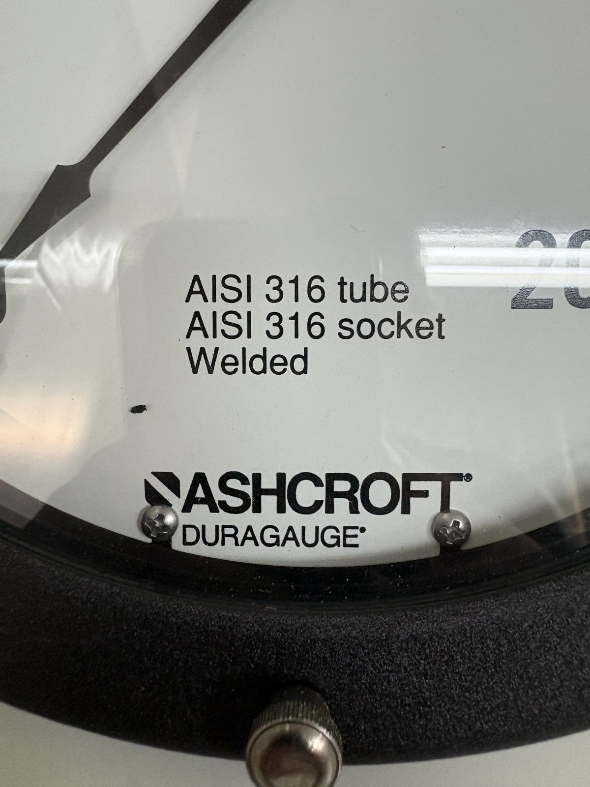 ASHCROFT DURAGAUGE 8" 0-2000PSI PRESSURE GAUGE A1S1 316 TUBE/SOCKET