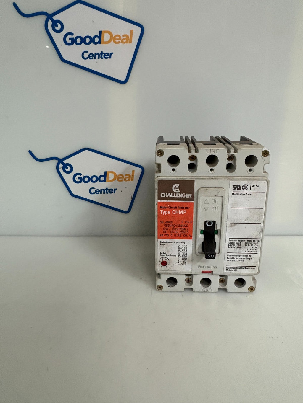 CHALLENGER 50 AMP MOTOR CIRCUIT PROTECTOR TYPE CHMP050K2 6626C25G15