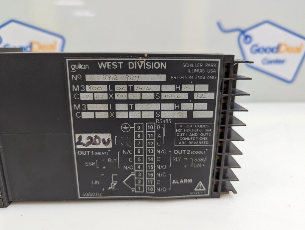 West Instrument Temp Controller M3800 L02 T1416 H10 220V - Missing control panel
