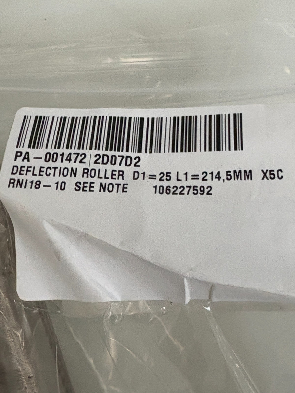MULTIVAC DEFLECTION ROLLER NO BEARING 106227592
