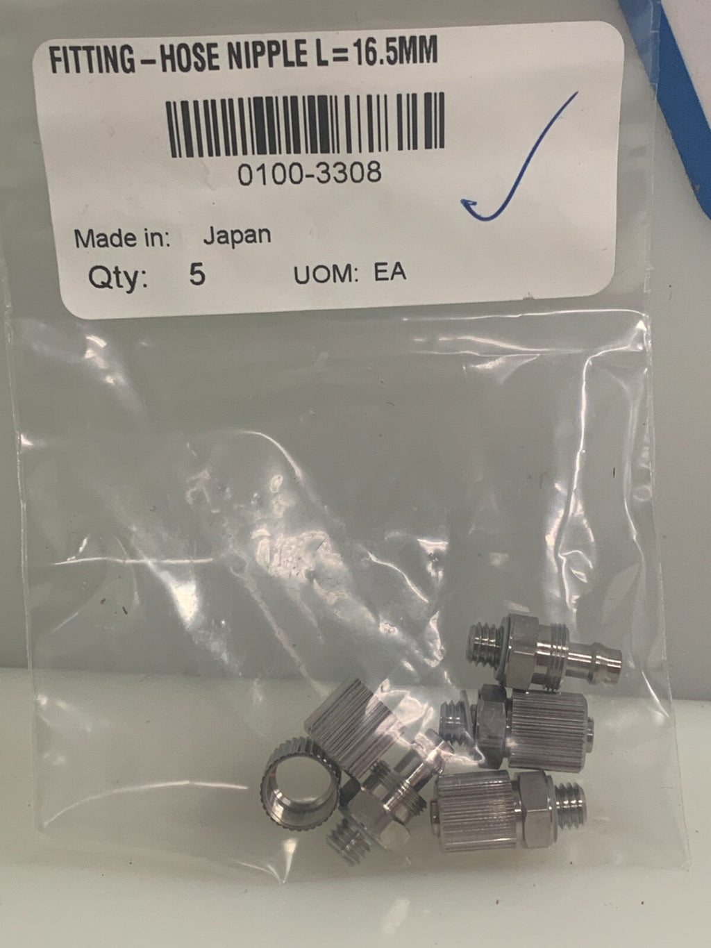 Lot of 5 HP Scitex Fitting Hose Nipple L=16.5mm 0100-3308