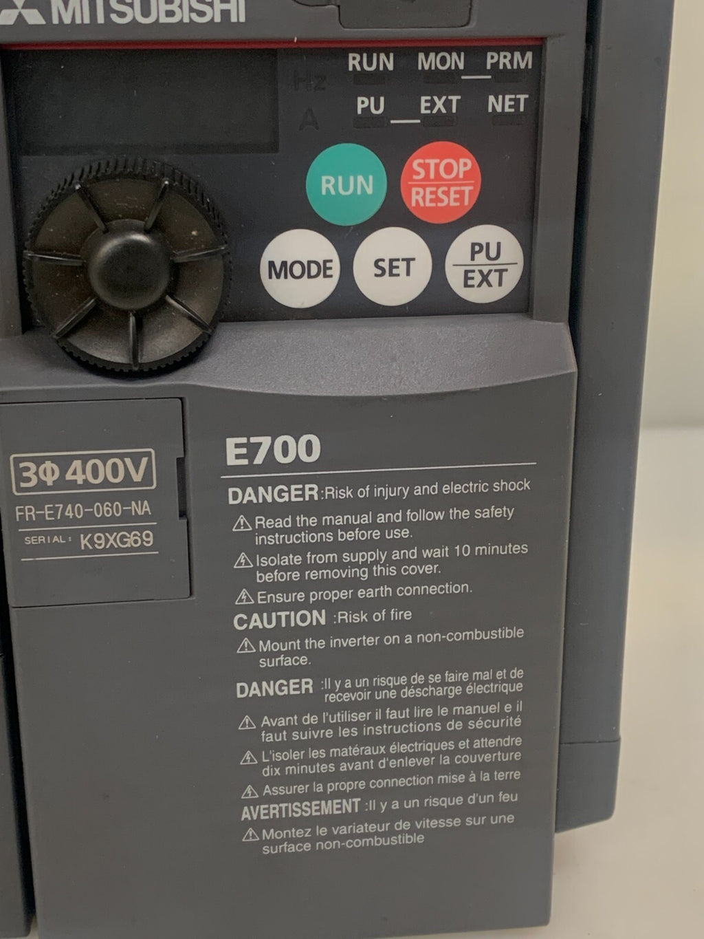 Mitsubishi Electric E700 FR-E740-060-NA Inverter 380-480V 3PH 0.2-400Hz