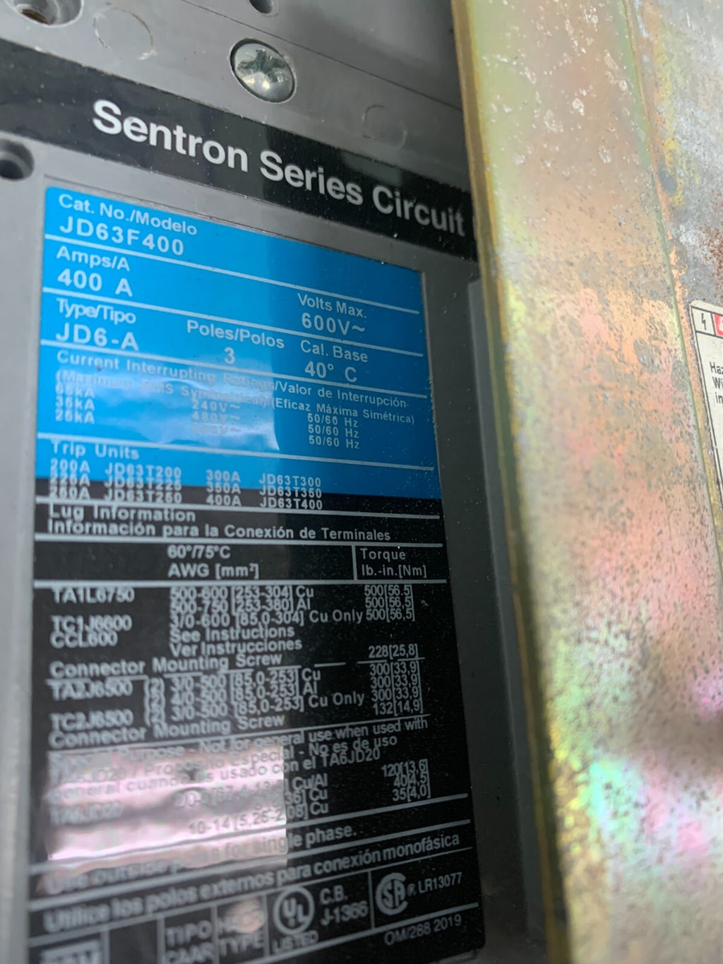 SIEMENS / Sentron Series   Circuit Breaker  JD63F4002