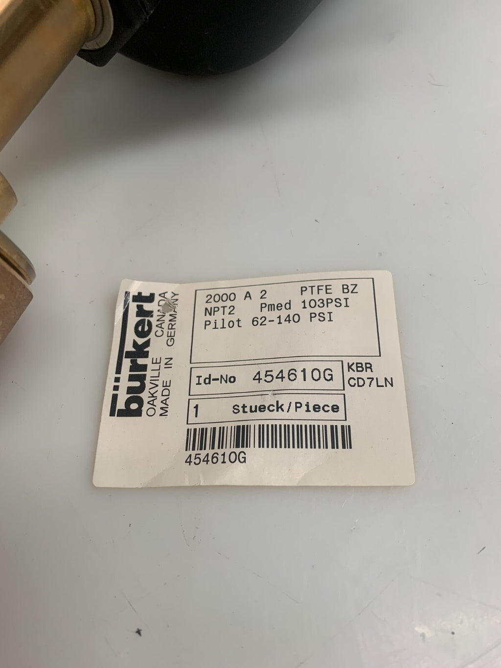 BURKERT  62-140 PSI   2 Way Angle Seat Valve  454610G
