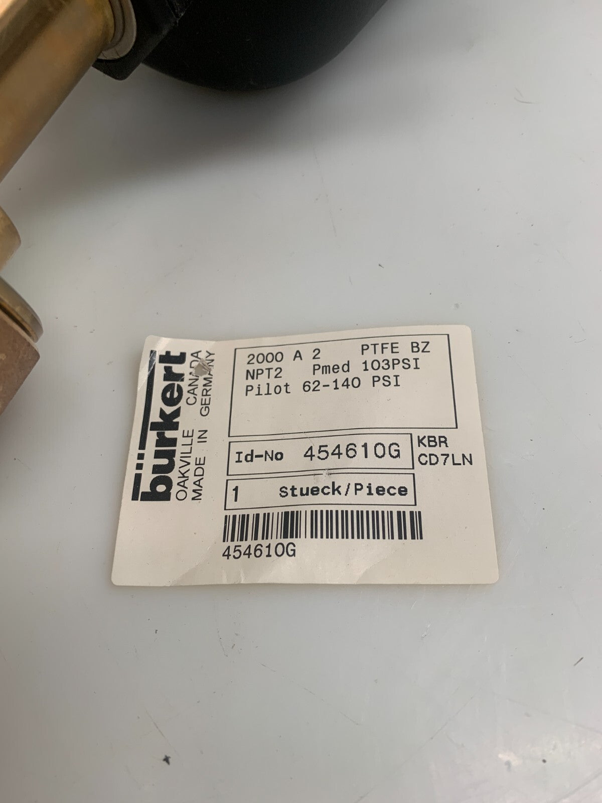 BURKERT  62-140 PSI   2 Way Angle Seat Valve  454610G