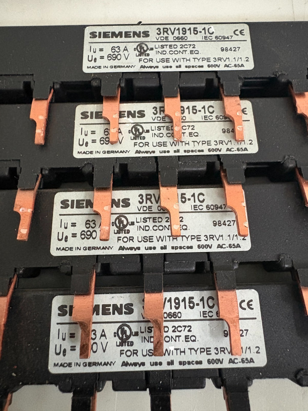SIEMENS AUXILIARY LINE FEEDER BAR MIX LOT 4X 3RV1915-1C 2X 3RV1915-1CB