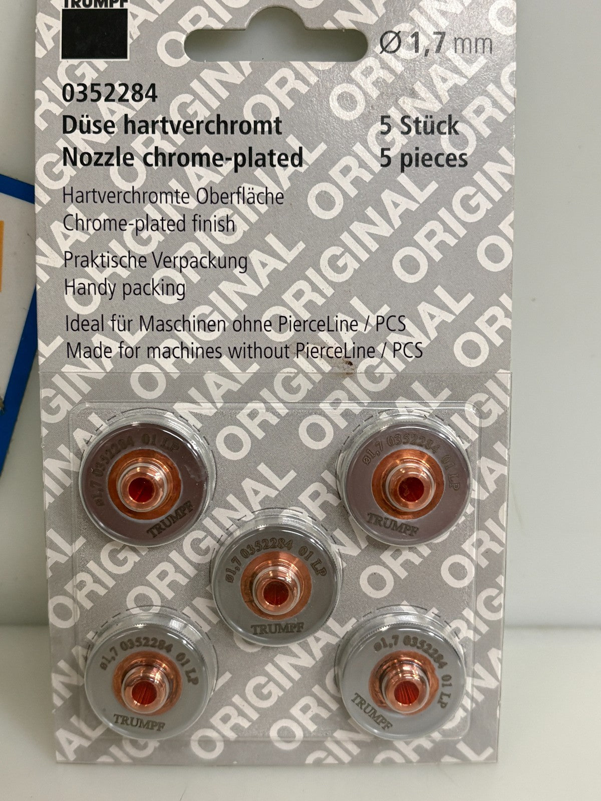 LOT OF 8 TRUMPF LASER NOZZLE 1.7 MM #035284