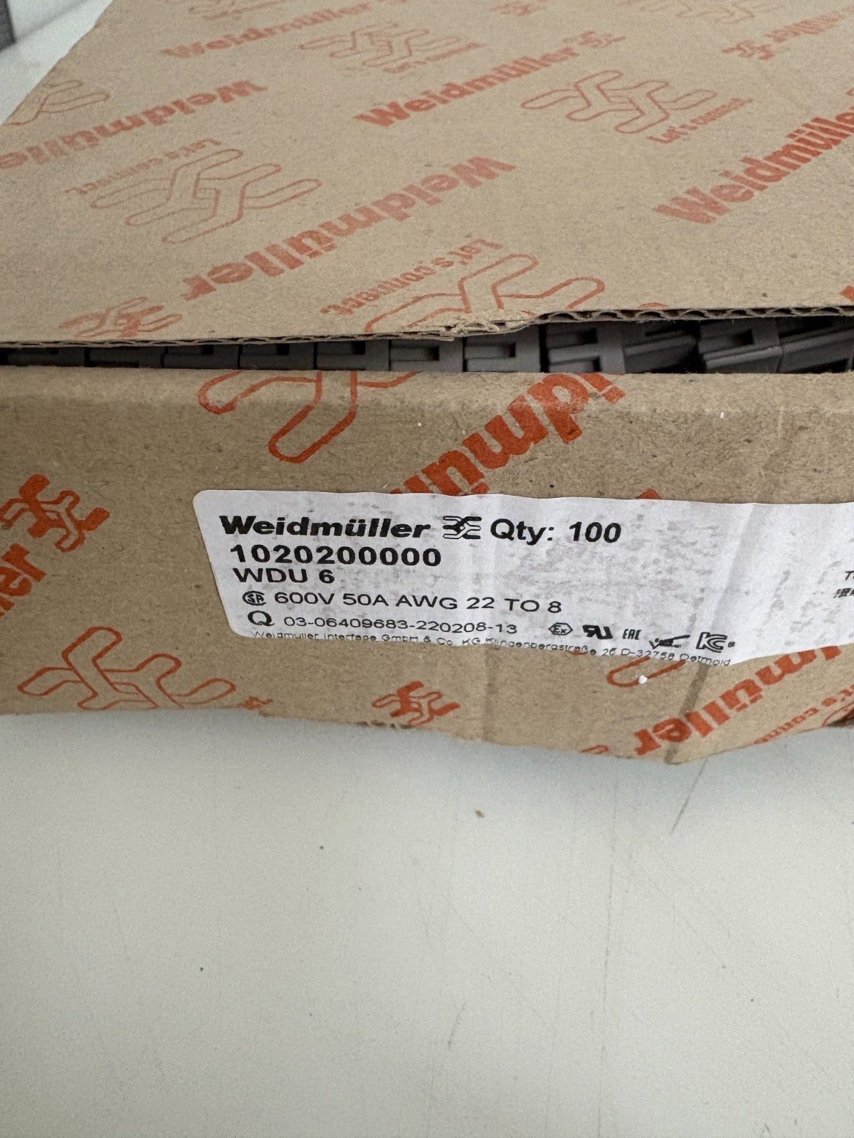 WEIDMULLER TERMINAL BLOCK #1020200000 100 PER BOX2