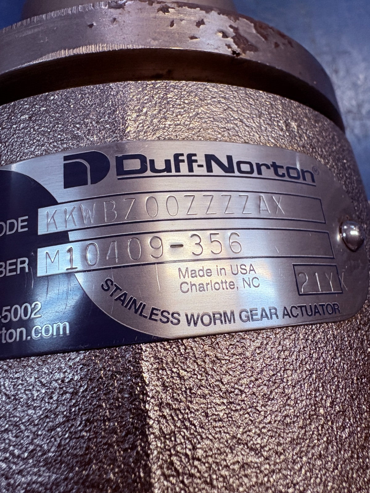 DUFF NORTON STAINLESS WORN GEAR ACTUATOR KKWBZ00ZZZZAX MODEL  M10409-3565