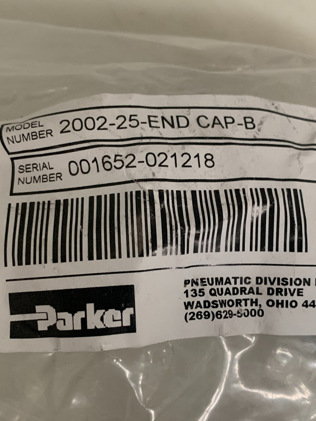 PARKER END CAP ASSY 2002-25-END CAP-B