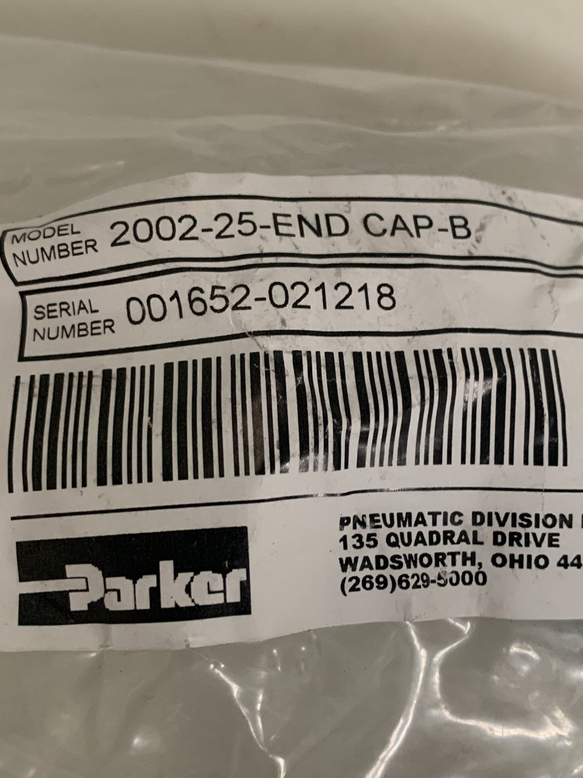 PARKER END CAP ASSY 2002-25-END CAP-B
