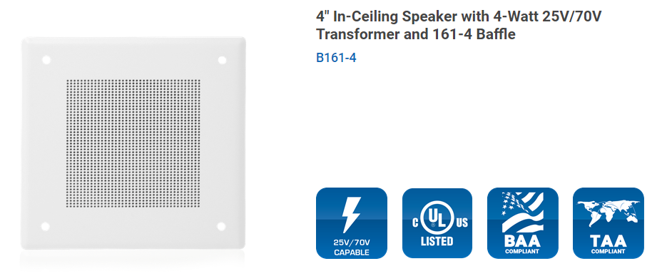 ATLAS SOUND  B161-4 Ceiling Speaker