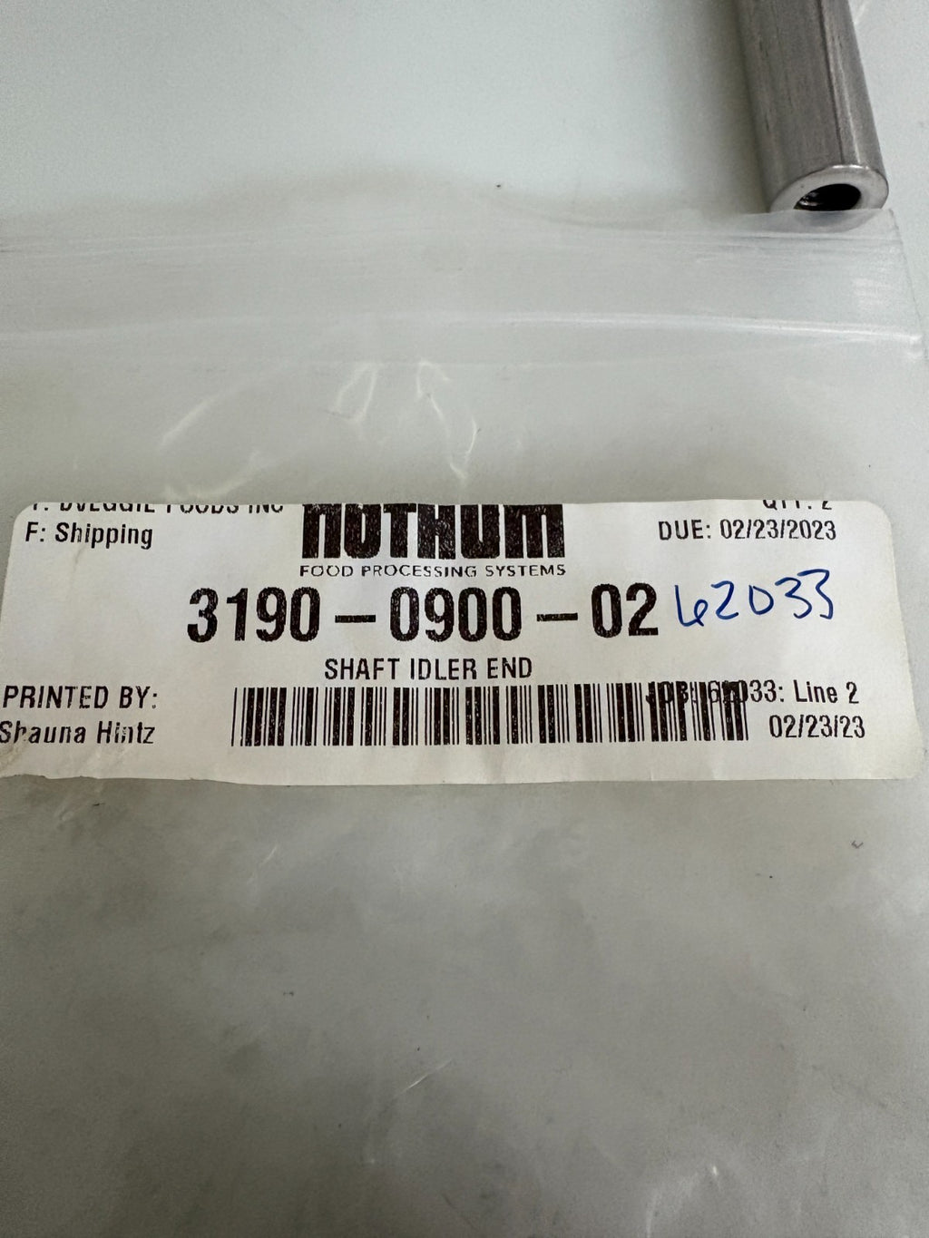 LOT OF 2 NOTHUM SUPERFLEX SHAFT IDLER END 3190-0900-023