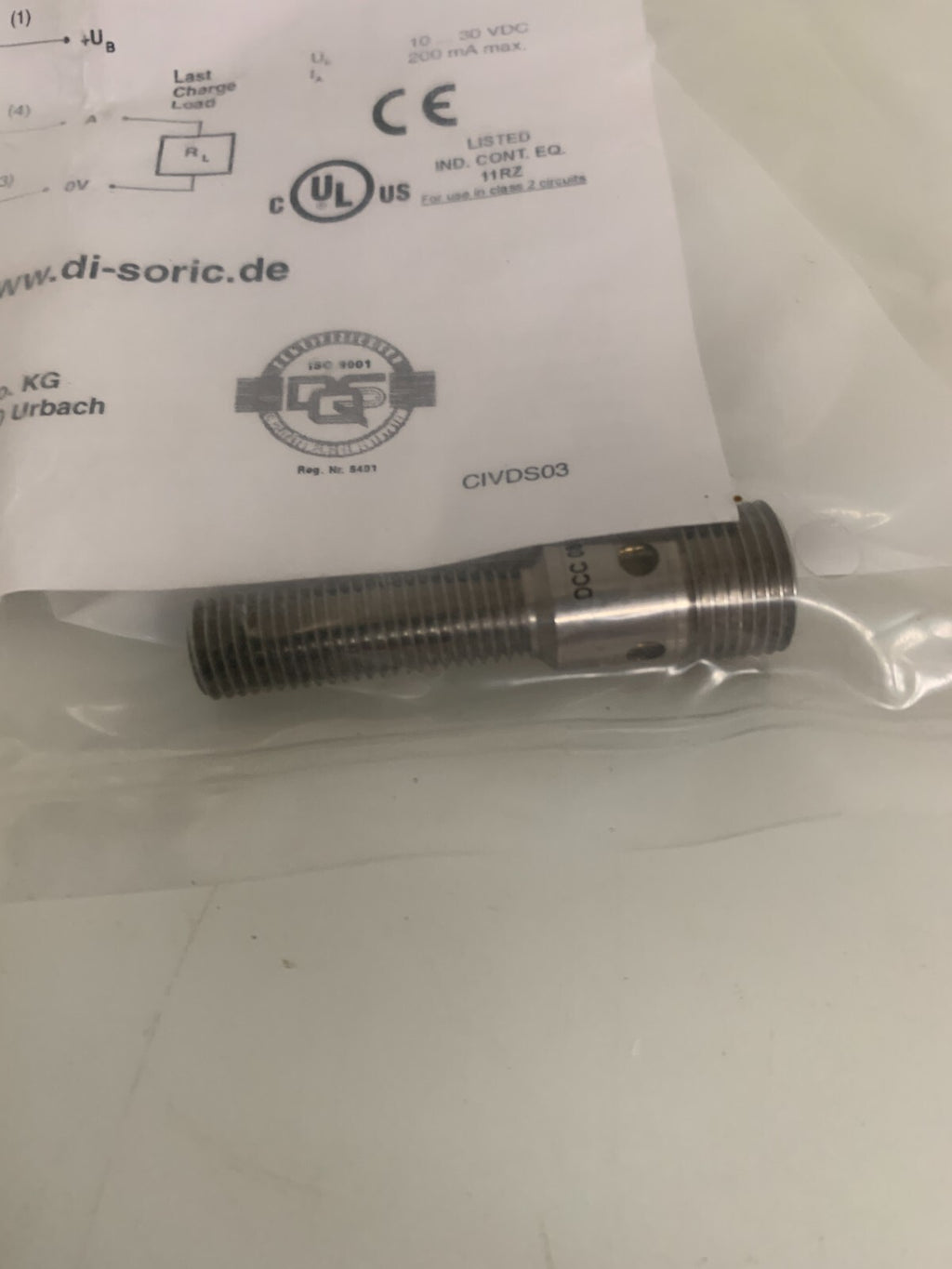 DI-SORIC METAL SENSING PROXIMITY SWITCH DCC 08 M 1.5 PSK - IBSL